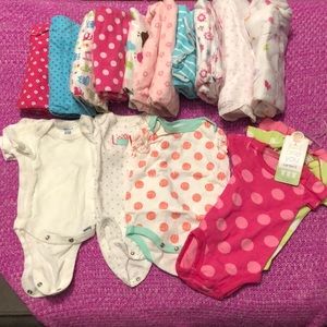 Lot - Newborn Onesies and Blankets